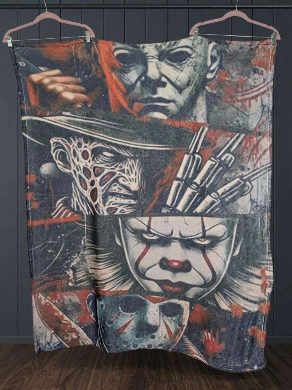 Horror Movie Icons Flannel Halloween Throw Blanket